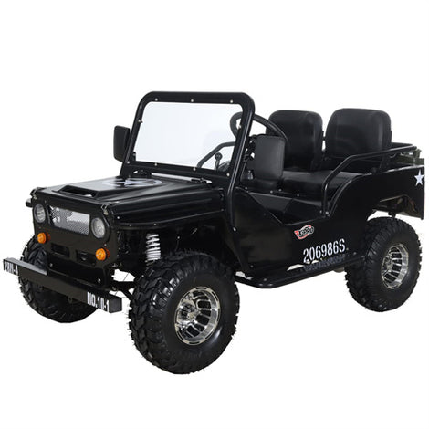 Free shipping! X-PRO 125cc Jeep Go Kart with 3-Speed Semi-Automatic Transmission w/Reverse, LED Headlights, With Windshield and Spare Tire, Big 18
