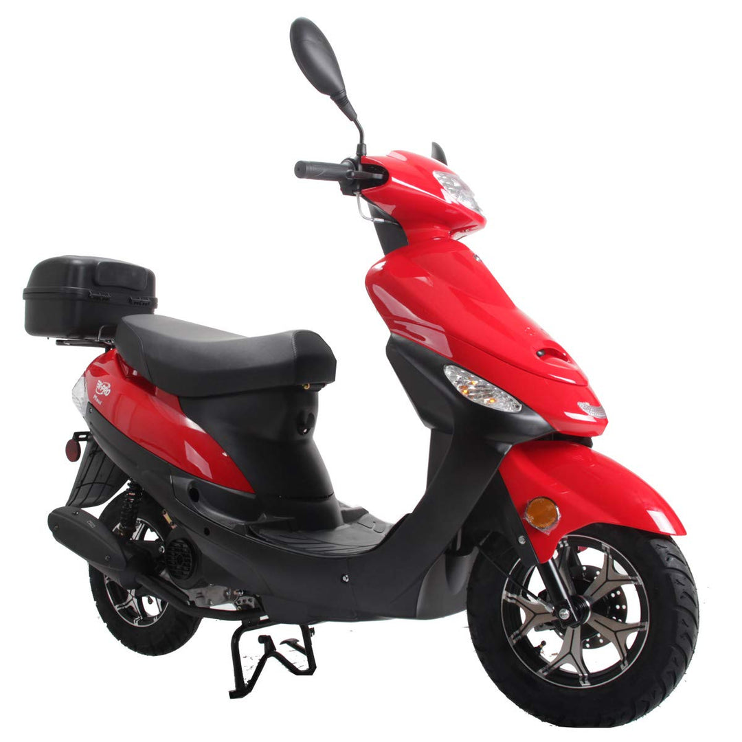 Free Shipping! X-PRO Maui 50cc Moped Scooter with 10in Aluminum Wheels, Rear Trunk, Electric/Kick Start! Large Headlight!