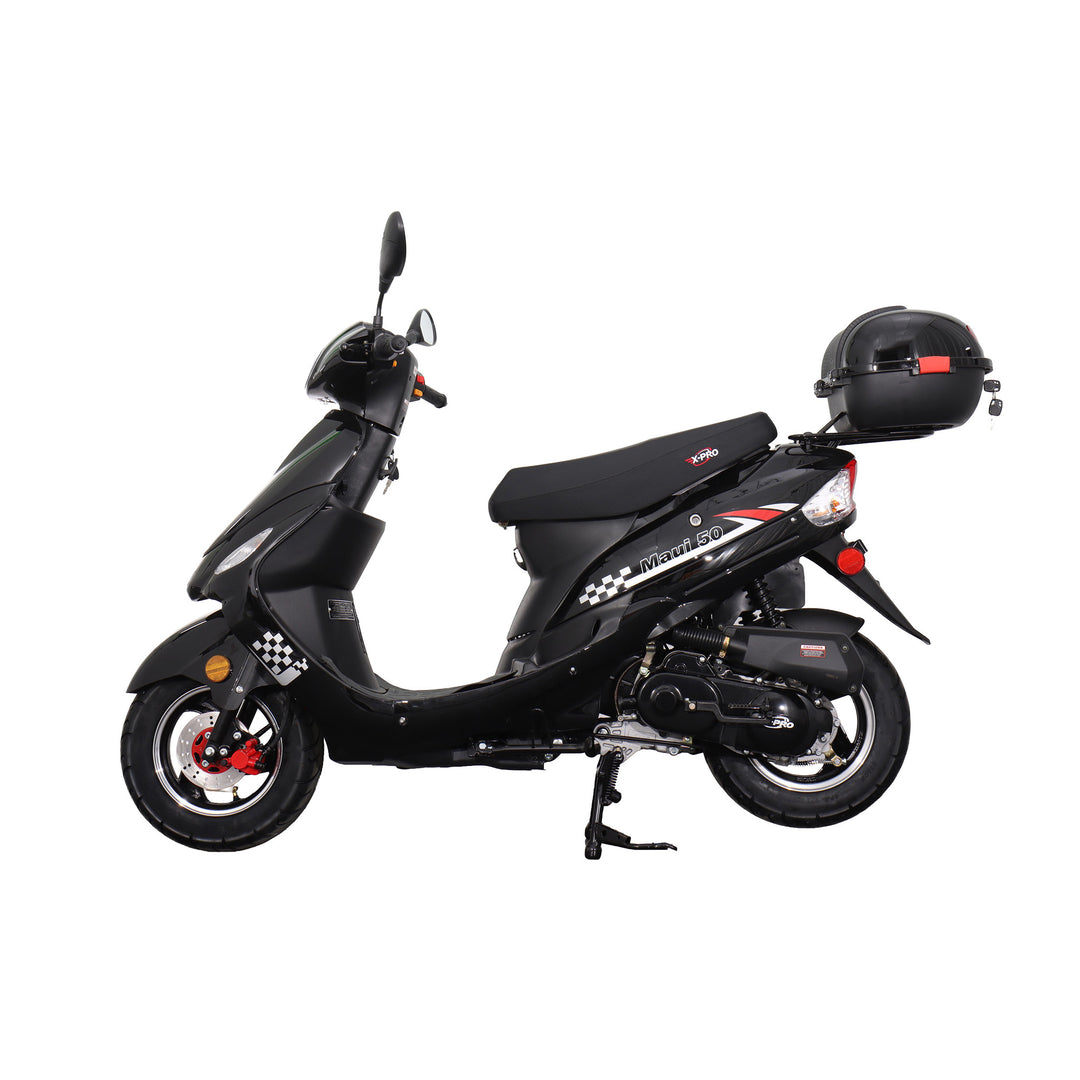 Free Shipping! X-PRO Maui 50cc Moped Scooter with 10" Aluminum Wheels, Rear Trunk, Electric/Kick Start!