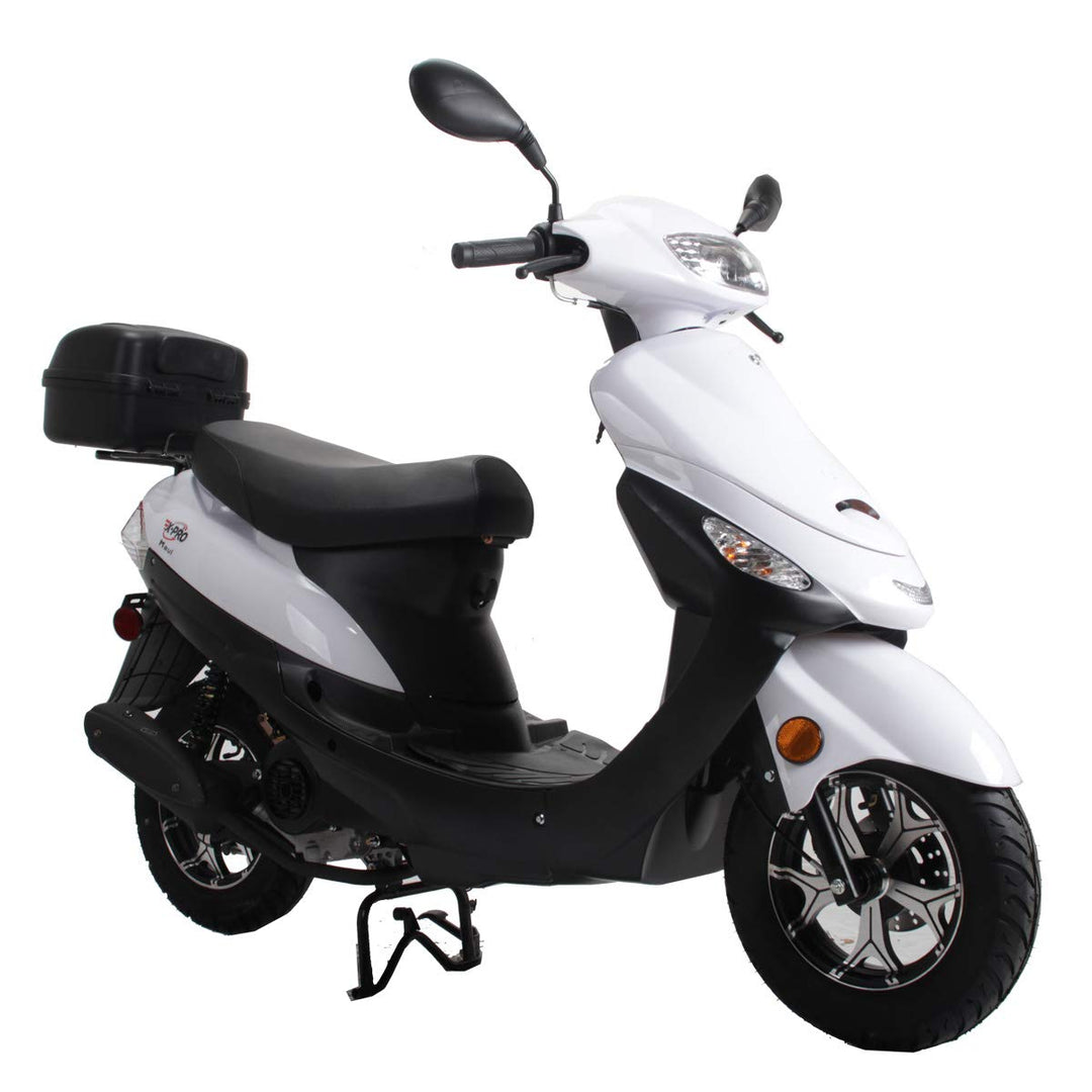 Free Shipping! X-PRO Maui 50cc Moped Scooter with 10in Aluminum Wheels, Rear Trunk, Electric/Kick Start! Large Headlight!