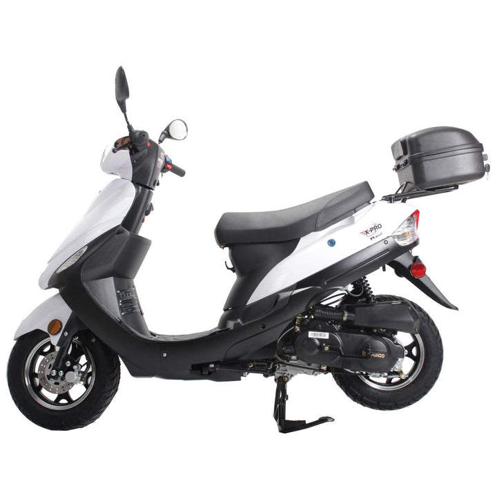 Free Shipping! X-PRO Maui 50cc Moped Scooter with 10in Aluminum Wheels, Rear Trunk, Electric/Kick Start! Large Headlight!