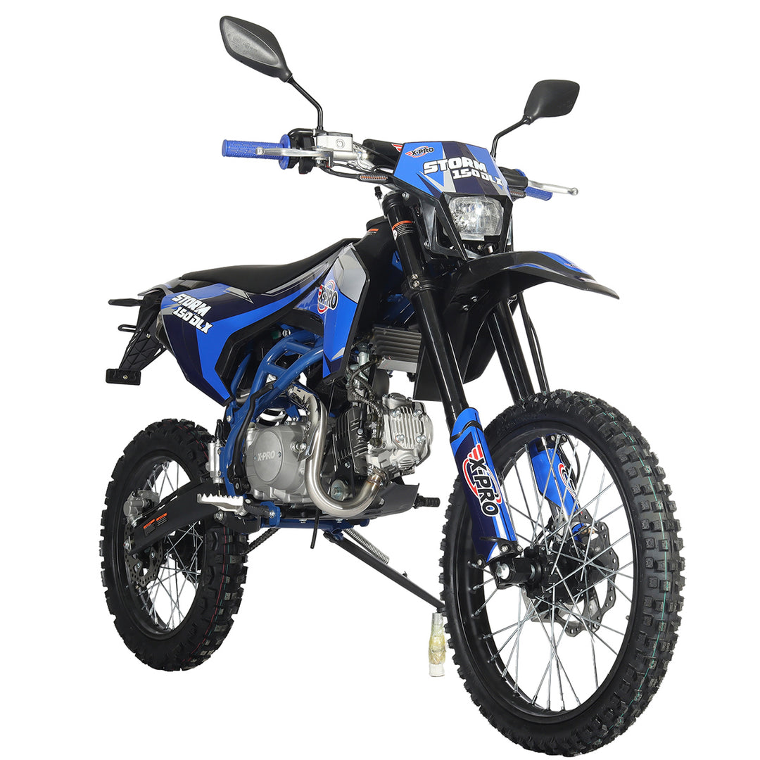 Free Shipping! X-PRO Storm DLX 150 Dirt Bike with All Lights, 4-Speed Manual Transmission, Electric/Kick Start, Big 19in/16in Tires!