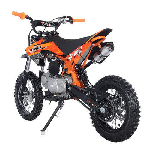 Free Shipping! X-PRO Bolt 125cc Dirt Bike with 4-Speed Semi-Automatic Transmission, Kick Start, Big 14in/12in Tires! Zongshen Brand Engine!