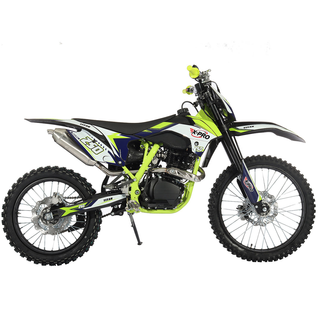 Free Shipping! X-PRO Titan 250cc Dirt Bike with LED Headlight, 5-Speed Manual Transmission, Electric/Kick Start! Big 21in/18in Wheels! Zongshen Brand Engine!