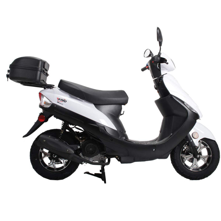 Free Shipping! X-PRO Maui 50cc Moped Scooter with 10in Aluminum Wheels, Rear Trunk, Electric/Kick Start! Large Headlight!