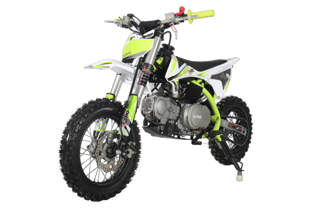 Free Shipping! X-PRO X15 110cc Dirt Bike with Semi-Automatic Transmission, Kick Start, Hydraulic Disc Brake! Chain Drive! 12in/10in Wheels!