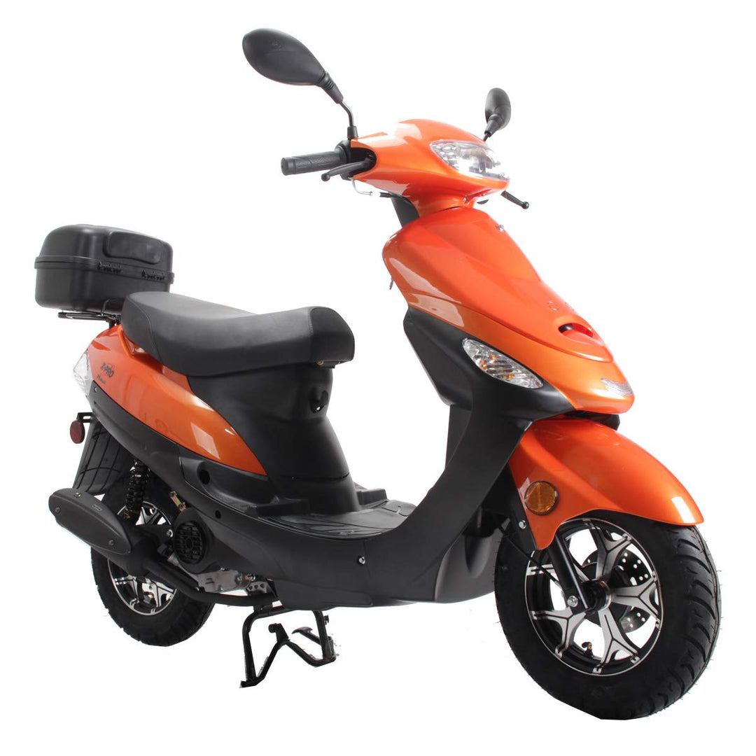 Free Shipping! X-PRO Maui 50cc Moped Scooter with 10in Aluminum Wheels, Rear Trunk, Electric/Kick Start! Large Headlight!