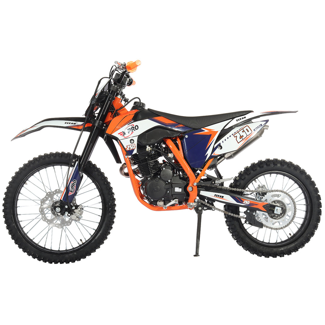 Free Shipping! X-PRO Titan 250cc Dirt Bike with LED Headlight, 5-Speed Manual Transmission, Electric/Kick Start! Big 21in/18in Wheels! Zongshen Brand Engine!