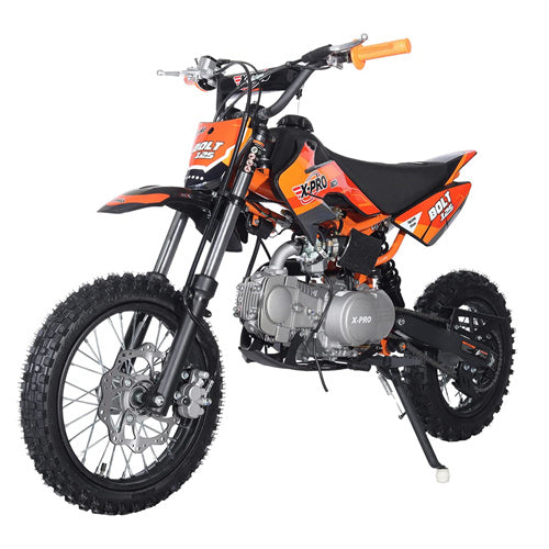 Free Shipping! X-PRO Bolt 125cc Dirt Bike with 4-Speed Manual Transmission, Kick Start, Big 14in/12in Tires! Zongshen Brand Engine!