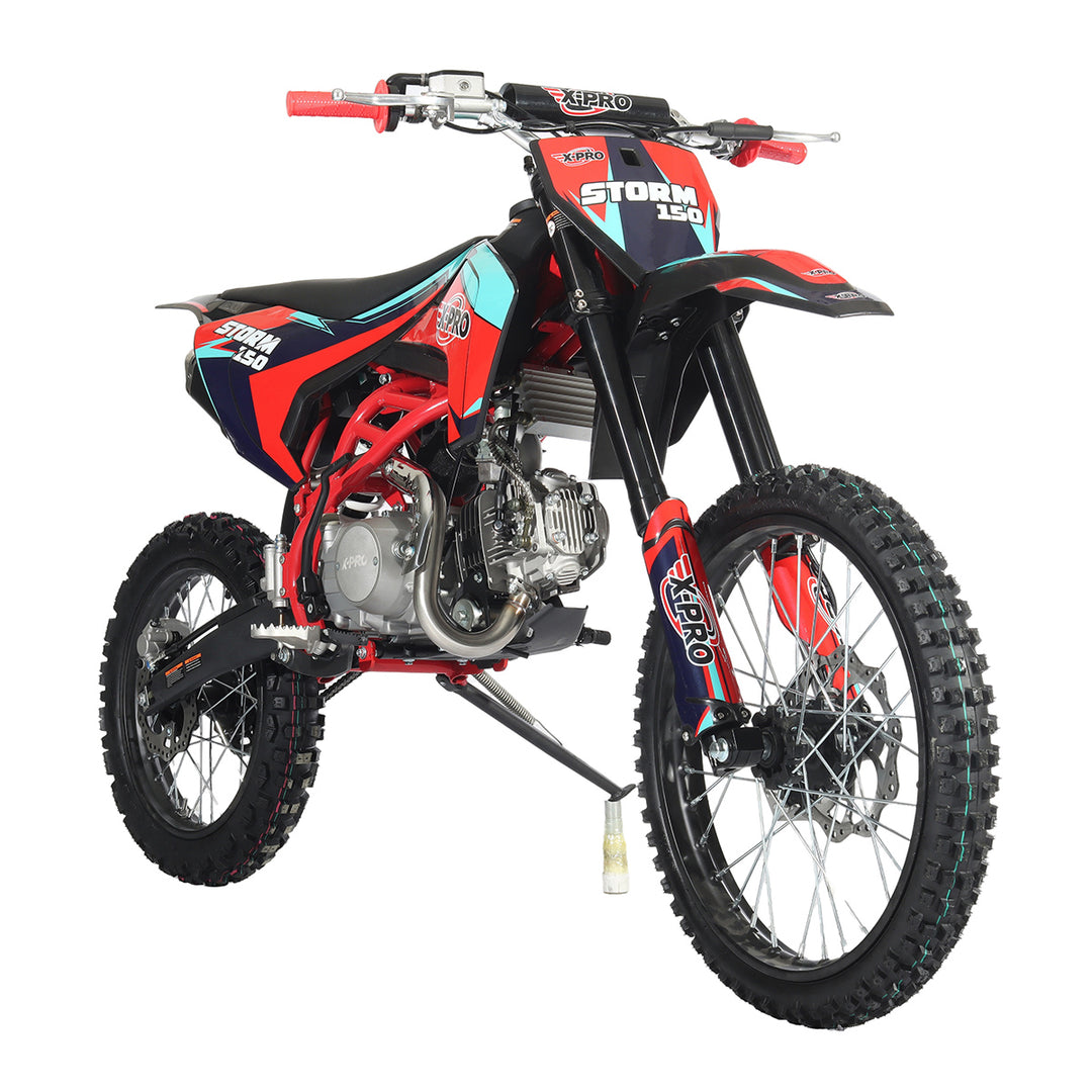 Free Shipping! X-PRO Storm 150 Dirt Bike with 4-Speed Manual Transmission, Electric/Kick Start, Big 19in/16in Tires!