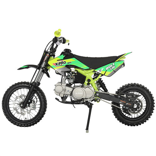 Free Shipping! X-PRO Bolt 125cc Dirt Bike with 4-Speed Semi-Automatic Transmission, Kick Start, Big 14in/12in Tires! Zongshen Brand Engine!