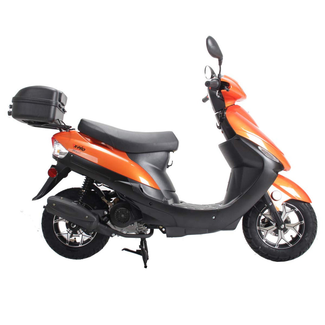 Free Shipping! X-PRO Maui 50cc Moped Scooter with 10in Aluminum Wheels, Rear Trunk, Electric/Kick Start! Large Headlight!