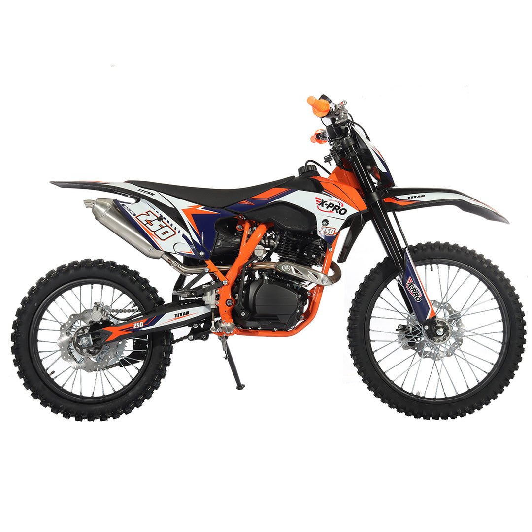 Free Shipping! X-PRO Titan 250cc Dirt Bike with LED Headlight, 5-Speed Manual Transmission, Electric/Kick Start! Big 21in/18in Wheels! Zongshen Brand Engine!
