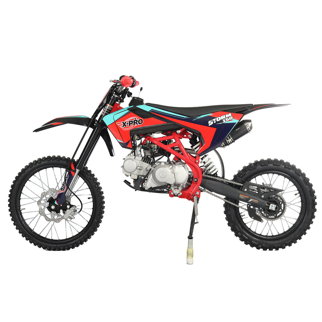 Free Shipping! X-PRO Storm 150 Dirt Bike with 4-Speed Manual Transmission, Electric/Kick Start, Big 19in/16in Tires!