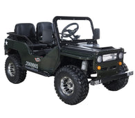 Free shipping! X-PRO 125cc Jeep Go Kart with 3-Speed Semi-Automatic Transmission w/Reverse, LED Headlights, With Windshield and Spare Tire, Big 18in Aluminium Rim Wheels!