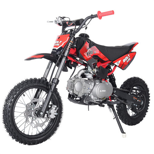 Free Shipping! X-PRO Bolt 125cc Dirt Bike with 4-Speed Semi-Automatic Transmission, Kick Start, Big 14in/12in Tires! Zongshen Brand Engine!