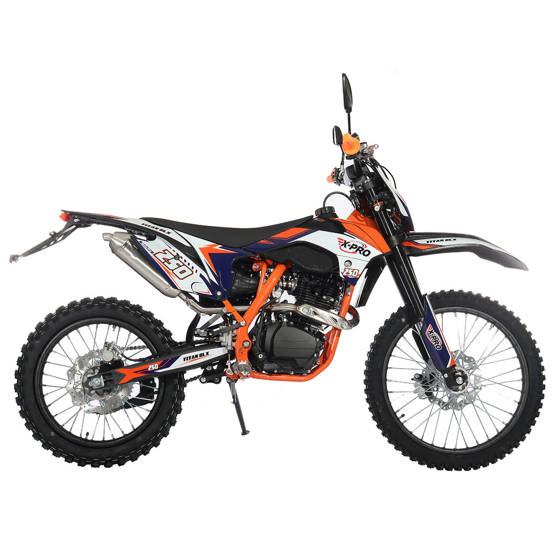 Free Shipping! X-PRO Titan 250 DLX 250cc Dirt Bike with All Lights and 5-Speed Manual Transmission,  Electric/Kick Start! Big 21in/18in Wheels! Zongshen Brand Engine!