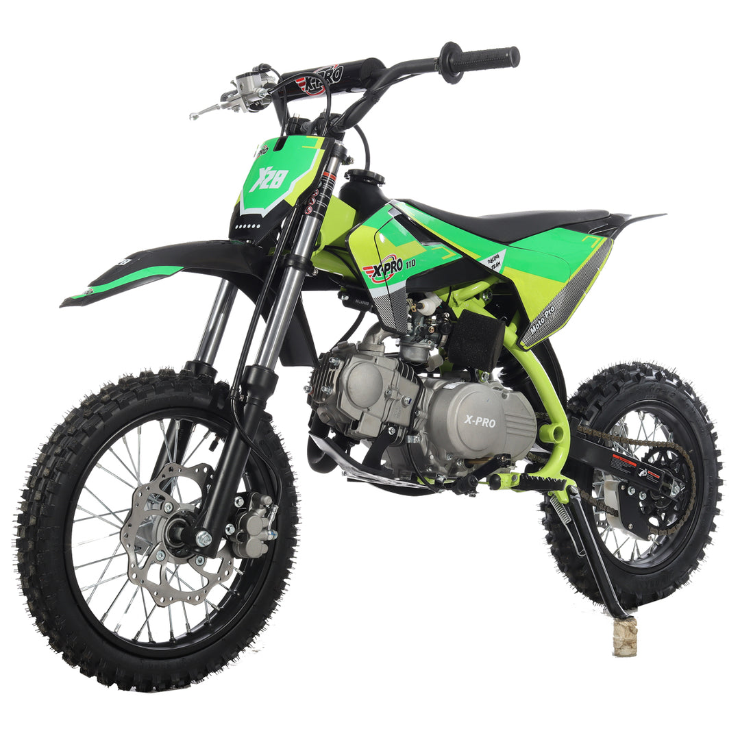 Free Shipping! X-PRO X29 110cc K013 Dirt Bike with Automatic Transmission, Electric Start, Big 14in/12in Tires! Cradle Type Steel Tube Frame!