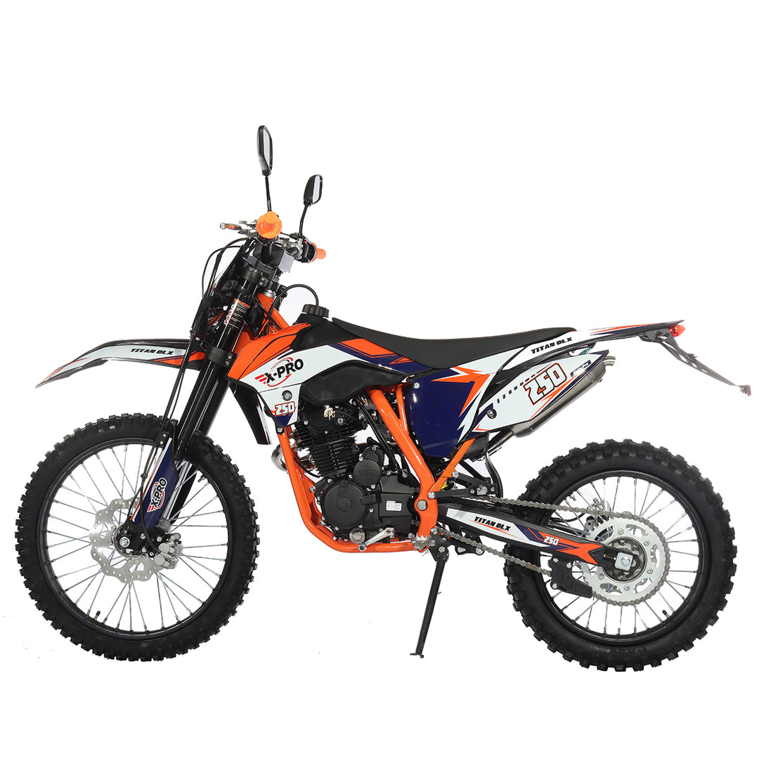 Free Shipping! X-PRO Titan 250 DLX 250cc Dirt Bike with All Lights and 5-Speed Manual Transmission,  Electric/Kick Start! Big 21in/18in Wheels! Zongshen Brand Engine!