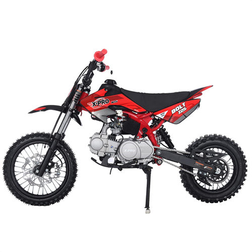 Free Shipping! X-PRO Bolt 125cc Dirt Bike with 4-Speed Semi-Automatic Transmission, Kick Start, Big 14in/12in Tires! Zongshen Brand Engine!