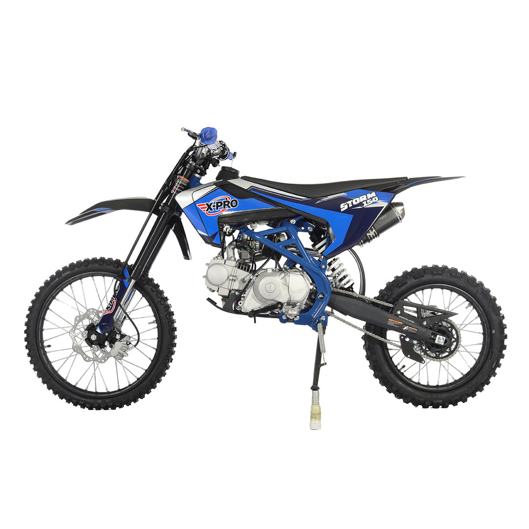 Free Shipping! X-PRO Storm 150 Dirt Bike with 4-Speed Manual Transmission, Electric/Kick Start, Big 19in/16in Tires!