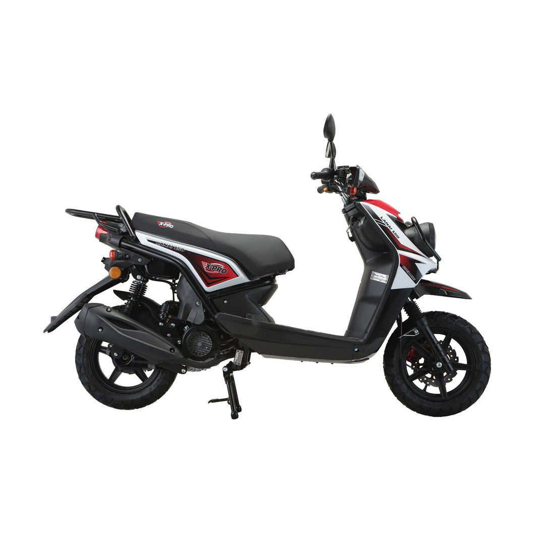 Free Shipping! X-PRO Lanai 150cc Moped Scooter with 12" Aluminum Wheels, Electric/Kick Start, Dual Headlights and Tail Lights!