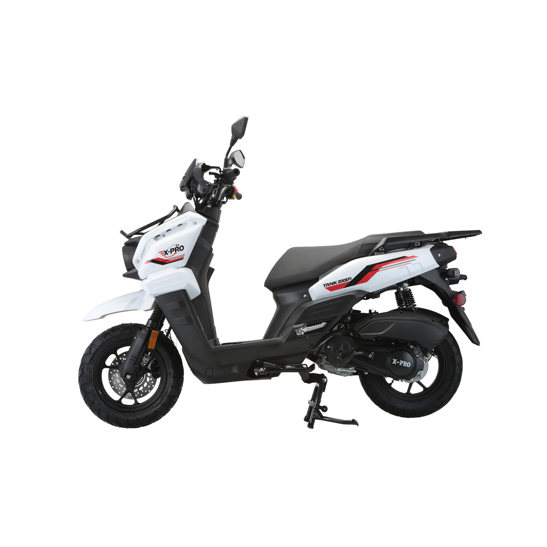 Free Shipping! X-PRO TANK 200 EFI Electronic Fuel Injection Moped Scooter with 12" Alloy Wheels! LED Lights!