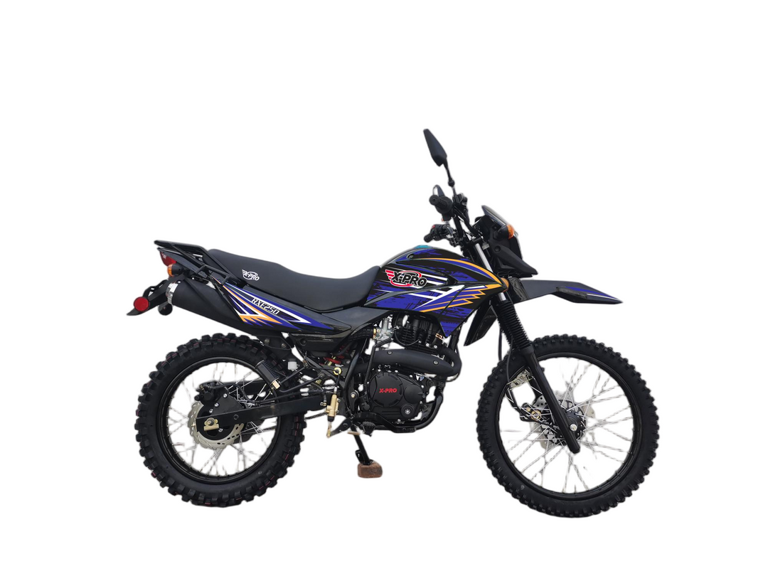 Free Shipping! X-PRO RXE 250 Dual Sports Enduro Dirt Bike with 5-Speed Manual Transmission! Electric/Kick Start, 21in/18in Wheels!