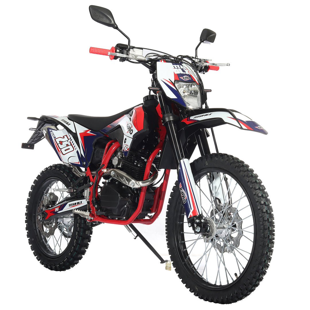 Free Shipping! X-PRO Titan 250 DLX 250cc Dirt Bike with All Lights and 5-Speed Manual Transmission,  Electric/Kick Start! Big 21in/18in Wheels! Zongshen Brand Engine!