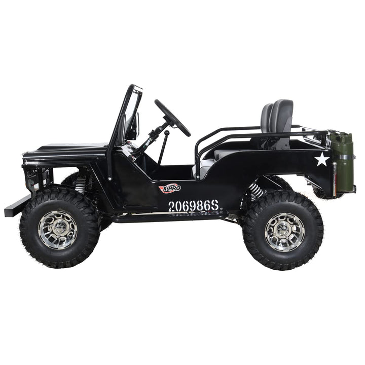 Free shipping! X-PRO Ranger 125cc Jeep Go Kart with 3-Speed Semi-Automatic Transmission w/Reverse, LED Headlights, With Windshield and Spare Tire, Big 18" Aluminium Rim Wheels!