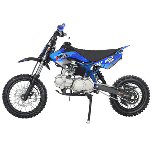 Free Shipping! X-PRO Bolt 125cc Dirt Bike with 4-Speed Semi-Automatic Transmission, Kick Start, Big 14in/12in Tires! Zongshen Brand Engine!