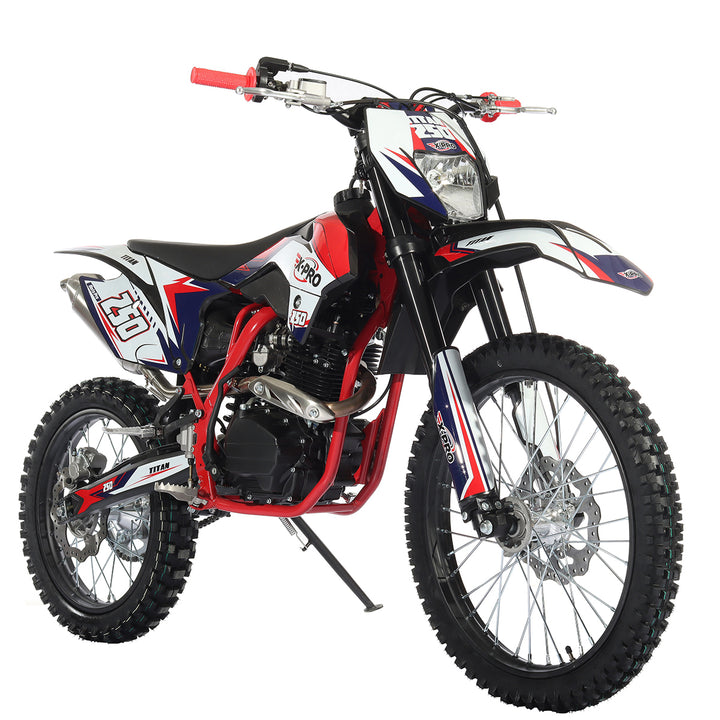 Free Shipping! X-PRO Titan 250cc Dirt Bike with LED Headlight, 5-Speed Manual Transmission, Electric/Kick Start! Big 21in/18in Wheels! Zongshen Brand Engine!