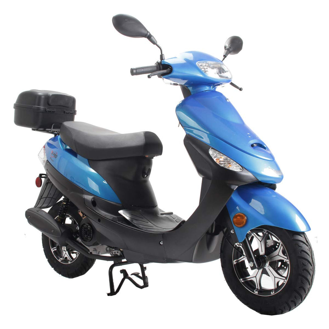 Free Shipping! X-PRO Maui 50cc Moped Scooter with 10in Aluminum Wheels, Rear Trunk, Electric/Kick Start! Large Headlight!