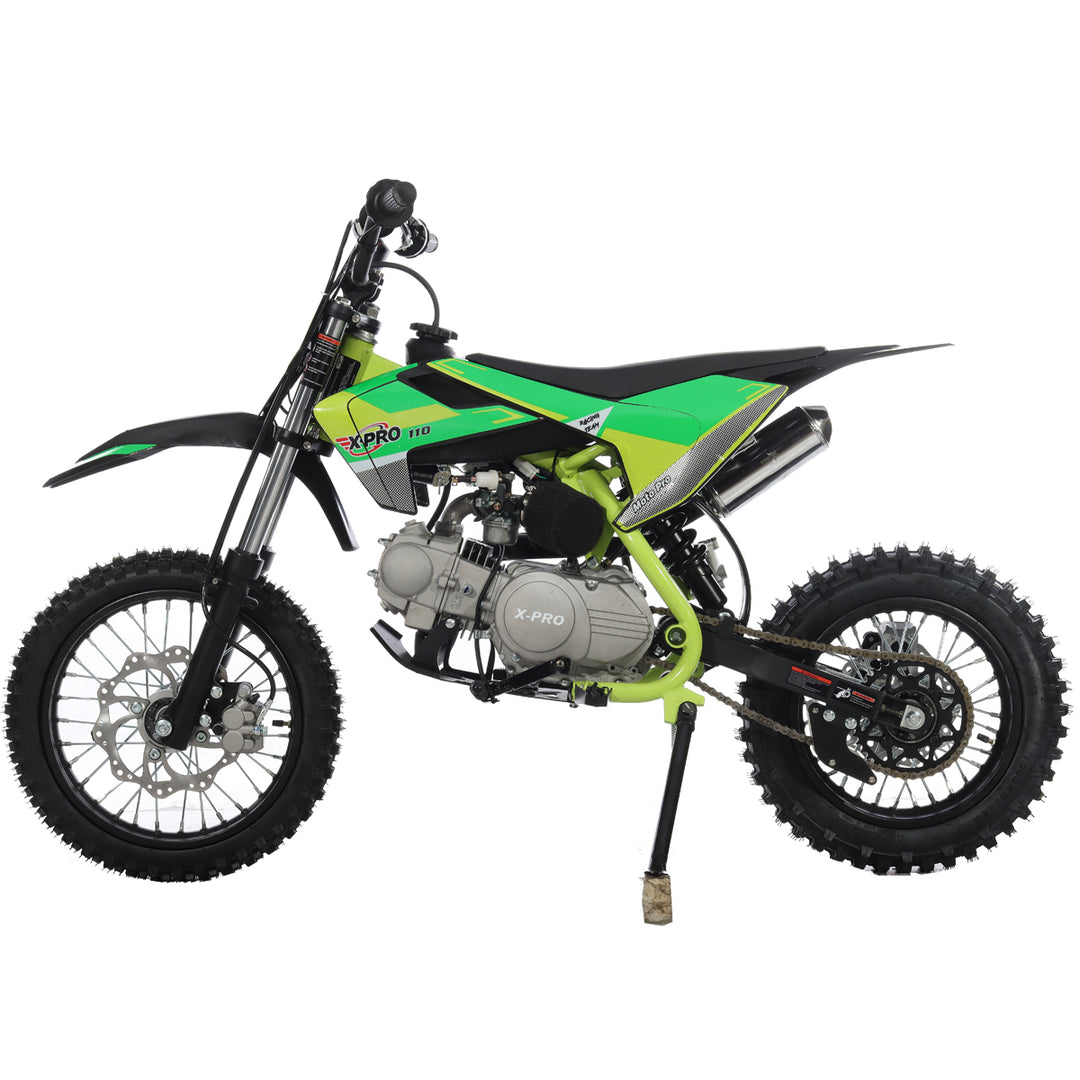 Free Shipping! X-PRO X29 110cc K013 Dirt Bike with Automatic Transmission, Electric Start, Big 14in/12in Tires! Cradle Type Steel Tube Frame!