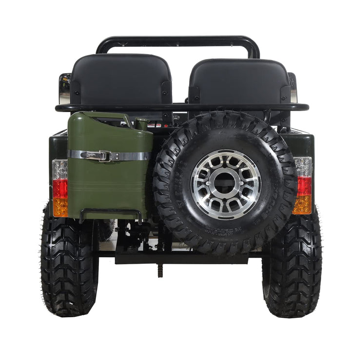 Free shipping! X-PRO Ranger 125cc Jeep Go Kart with 3-Speed Semi-Automatic Transmission w/Reverse, LED Headlights, With Windshield and Spare Tire, Big 18" Aluminium Rim Wheels!