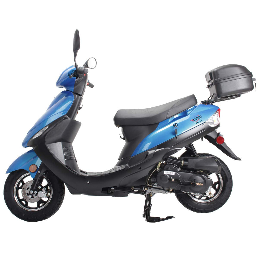 Free Shipping! X-PRO Maui 50cc Moped Scooter with 10in Aluminum Wheels, Rear Trunk, Electric/Kick Start! Large Headlight!