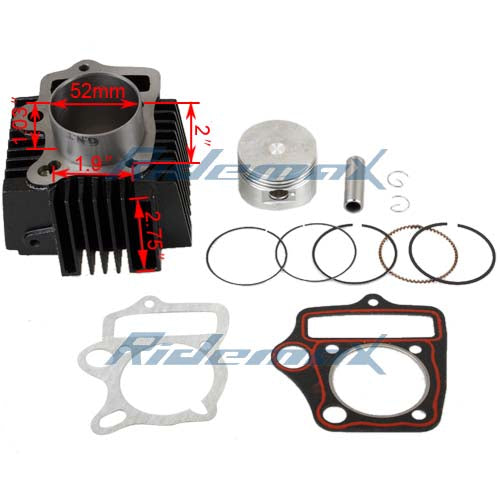 52mm Cylinder Piston Pin Ring Gasket Kit for 110cc ATVs &amp; Dirt Bikes, Go Karts