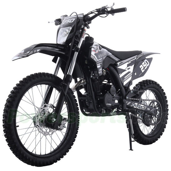 Free Shipping! X-PRO Knight 250 Dirt Bike with LED Headlight, 5-Speed Manual Transmission, Electric/Kick Start! Big 21in/18in Wheels! Zongshen Brand Engine!
