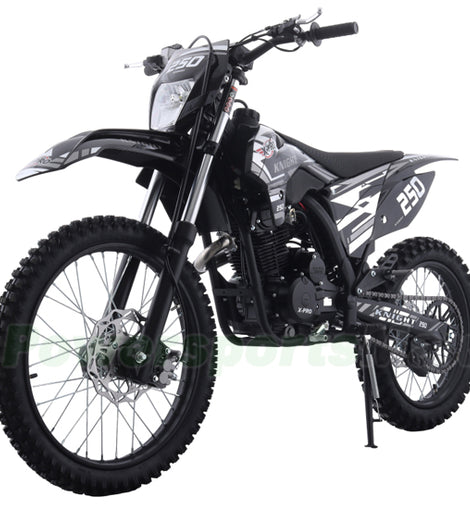 Free Shipping! X-PRO Knight 250 Dirt Bike with LED Headlight, 5-Speed Manual Transmission, Electric/Kick Start! Big 21