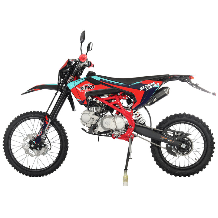 Free Shipping! X-PRO Storm DLX 150 Dirt Bike with All Lights, 4-Speed Manual Transmission, Electric/Kick Start, Big 19in/16in Tires!