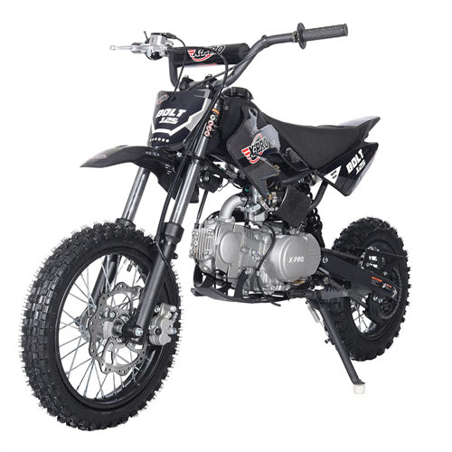 Free Shipping! X-PRO Bolt 125cc Dirt Bike with 4-Speed Semi-Automatic Transmission, Kick Start, Big 14in/12in Tires! Zongshen Brand Engine!