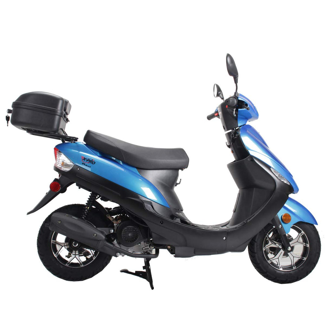 Free Shipping! X-PRO Maui 50cc Moped Scooter with 10in Aluminum Wheels, Rear Trunk, Electric/Kick Start! Large Headlight!