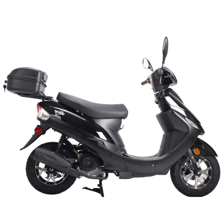Free Shipping! X-PRO Maui 50cc Moped Scooter with 10in Aluminum Wheels, Rear Trunk, Electric/Kick Start! Large Headlight!