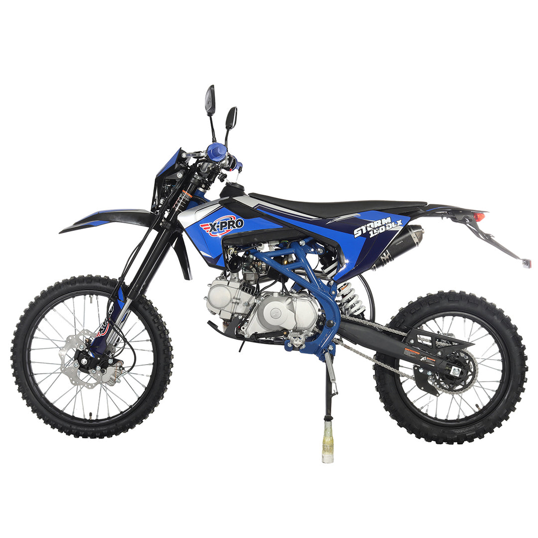 Free Shipping! X-PRO Storm DLX 150 Dirt Bike with All Lights, 4-Speed Manual Transmission, Electric/Kick Start, Big 19in/16in Tires!