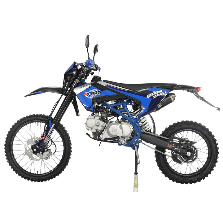 Free Shipping! X-PRO Storm DLX 150 Dirt Bike with All Lights, 4-Speed Manual Transmission, Electric/Kick Start, Big 19in/16in Tires!