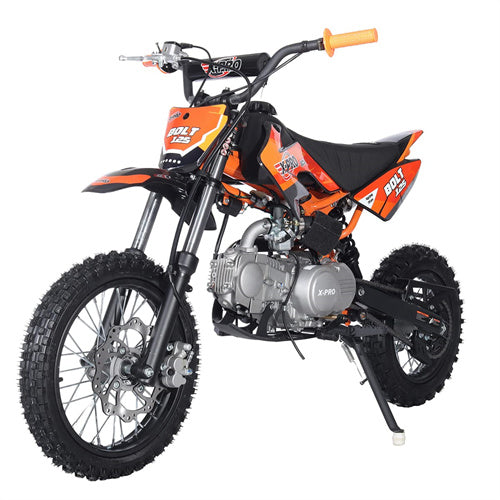 Free Shipping! X-PRO Bolt 125cc Dirt Bike with 4-Speed Semi-Automatic Transmission, Kick Start, Big 14in/12in Tires! Zongshen Brand Engine!