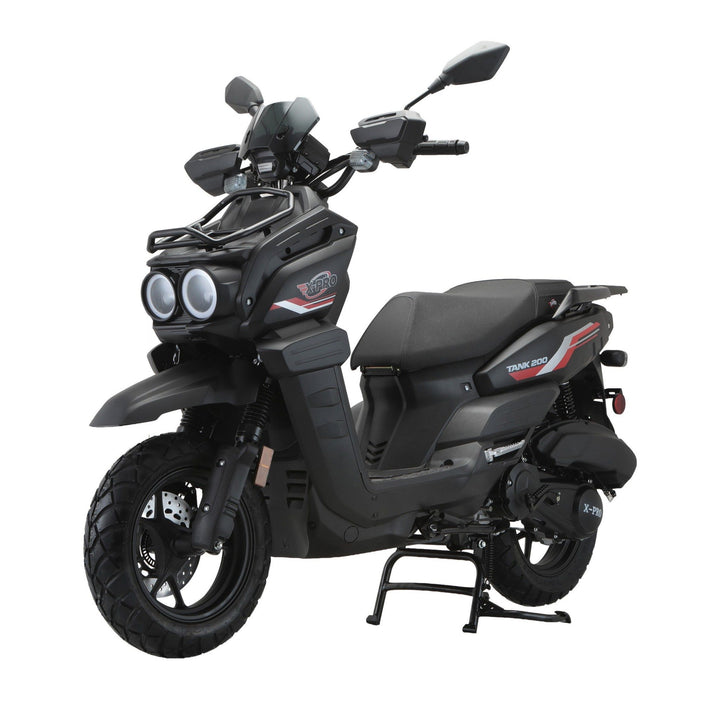 Free Shipping! X-PRO Tank 200 Moped Scooter with 12" Aluminum Wheels! Electric/Kick Start, LED Lights!