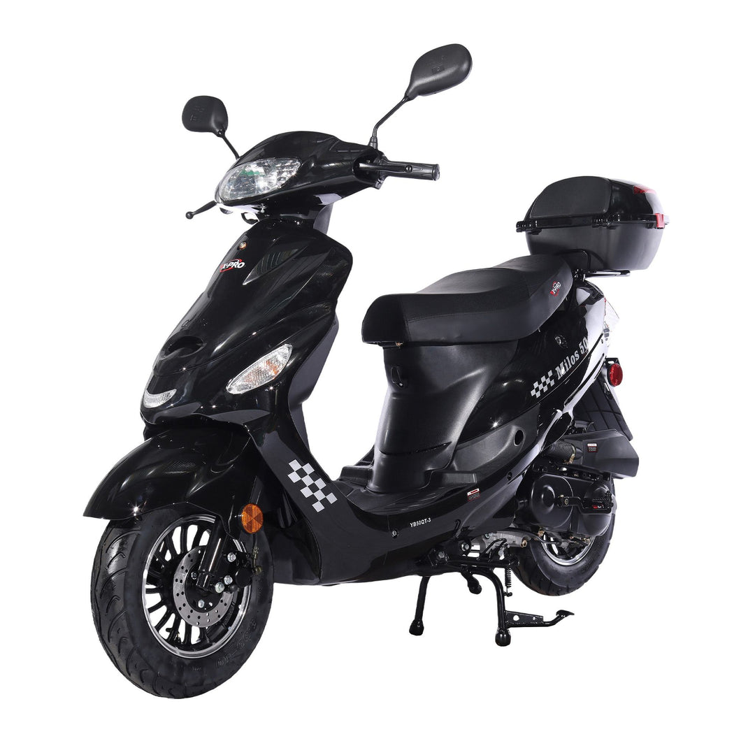 Free Shipping! X-PRO Milos 50cc Moped Scooter with 10in Aluminum Wheels, Rear Trunk, Electric/Kick Start! Large LED Headlight!