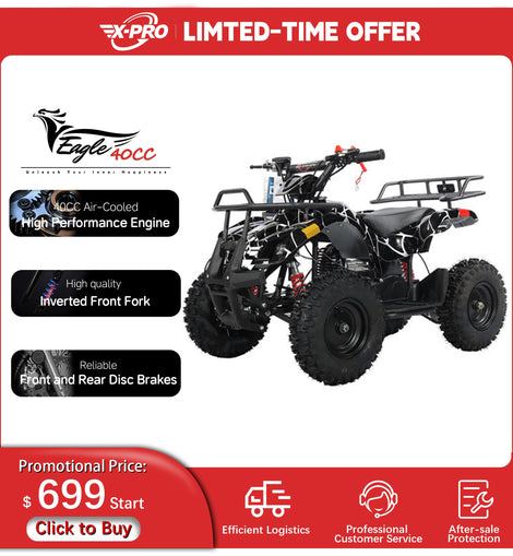 Free Shipping! X-PRO Eagle 40cc ATV with Chain Transmission, Pull start! Disc Brake! 6