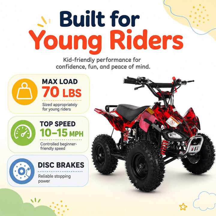 Free Shipping! X-PRO Thunder 40cc ATV with Chain Transmission, Pull start! Disc Brake! 6in Tires!
